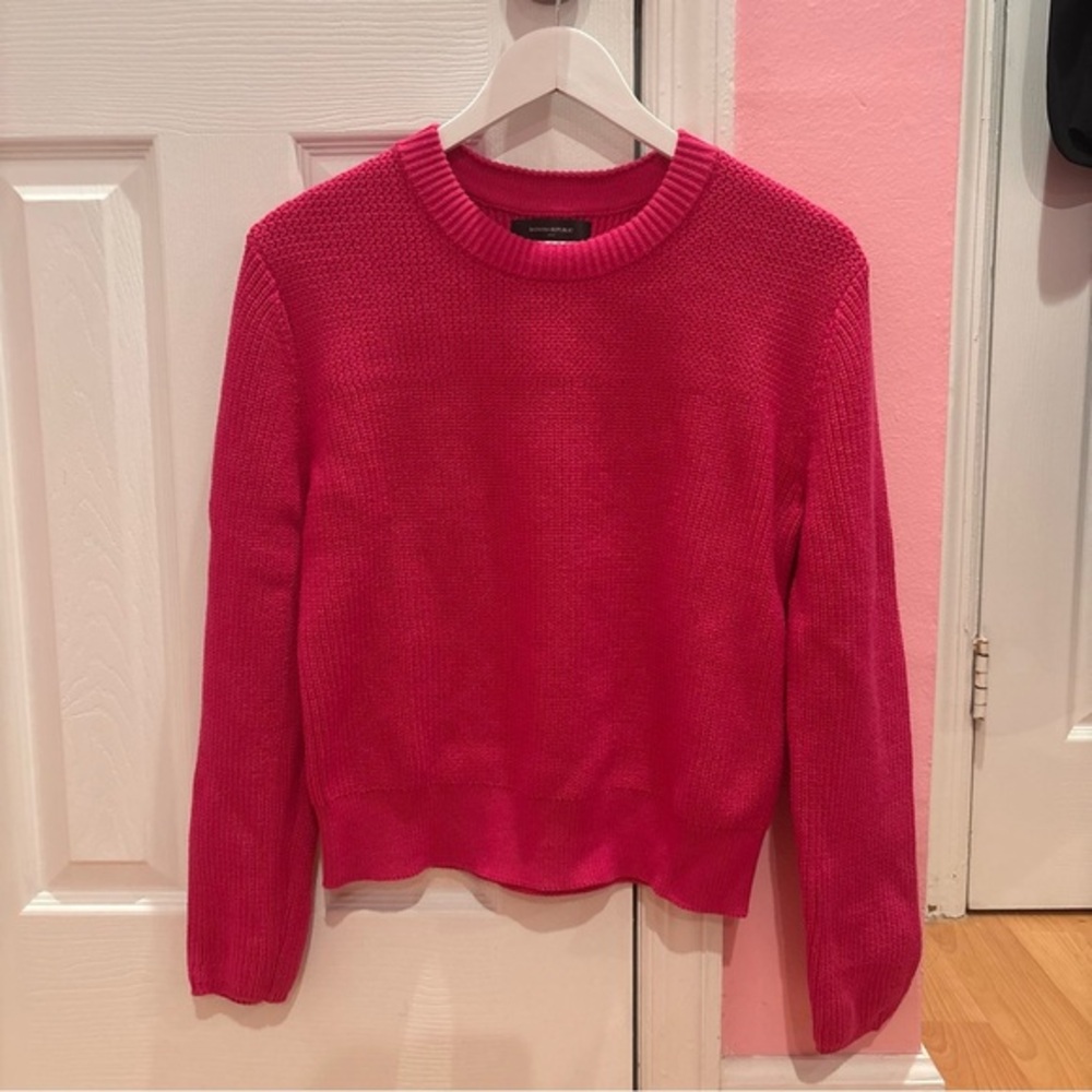 Banana Republic Magenta Textured Pullover Sweater